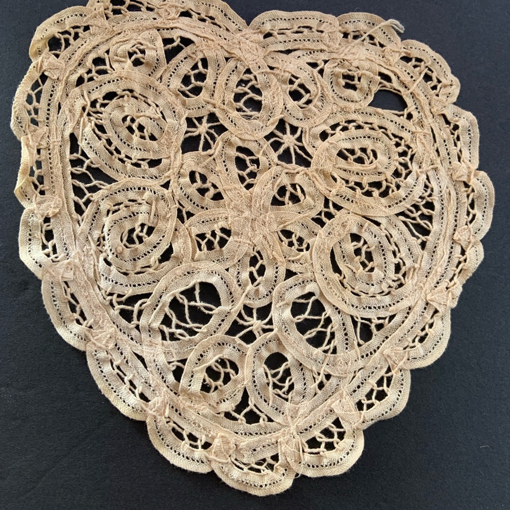 Intricate Lace Doily Handmade Vintage Heart Shape 9x9